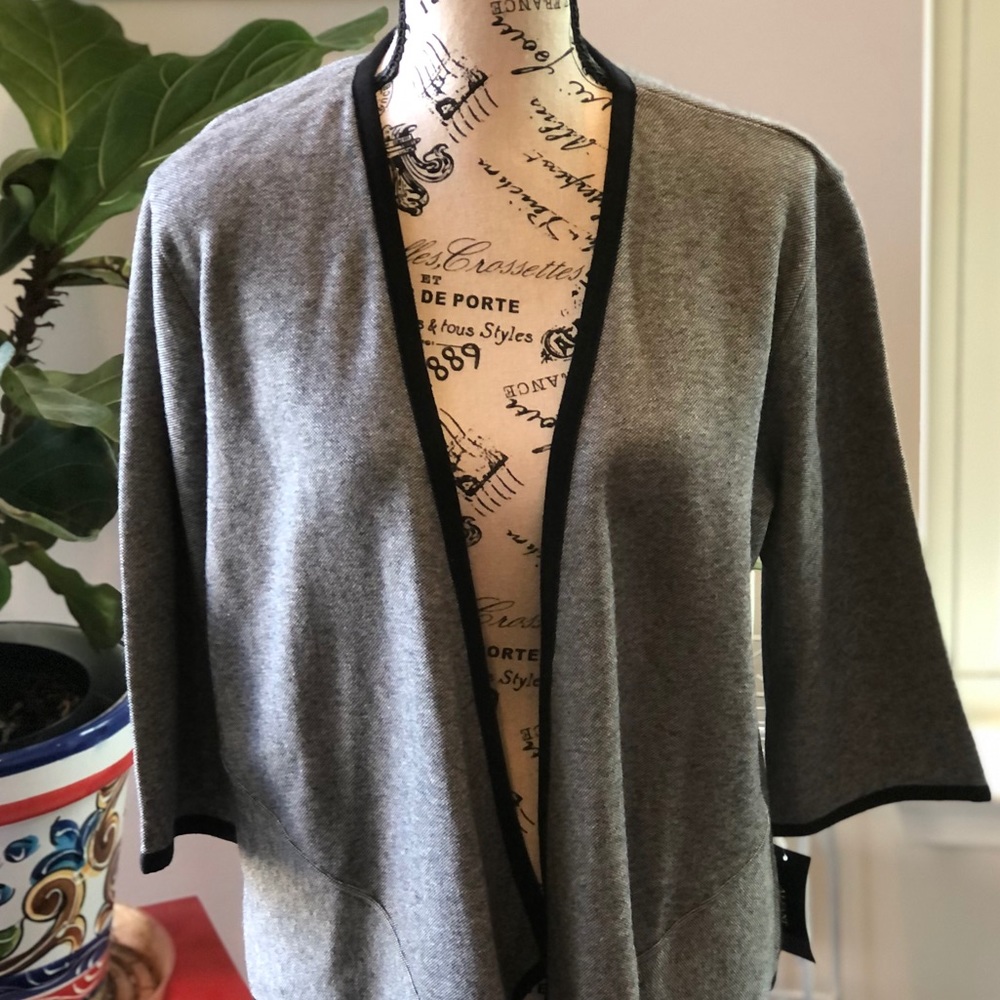 Alfani Kimono Gray and Black Dressy Jacket Blazer Sz L - Picture 9 of 9